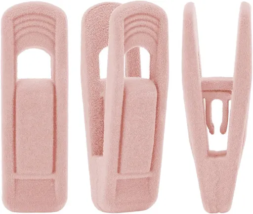Light Pink Velvet Hangers - Strong Finger Clips for Thin Hangers, Perfect for Suits, Skirts, Pants & Baby Clothes
