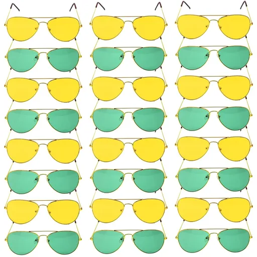 Green and Yellow Aviator Party Glasses – Fun Novelty Set Australia Day