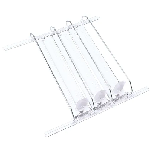 38cm Drink Organizer for Fridge Automatic Pusher Glide 12oz 16oz 20oz Soda Dispenser for Fridge Width Adjustable E Shaped 38cm White