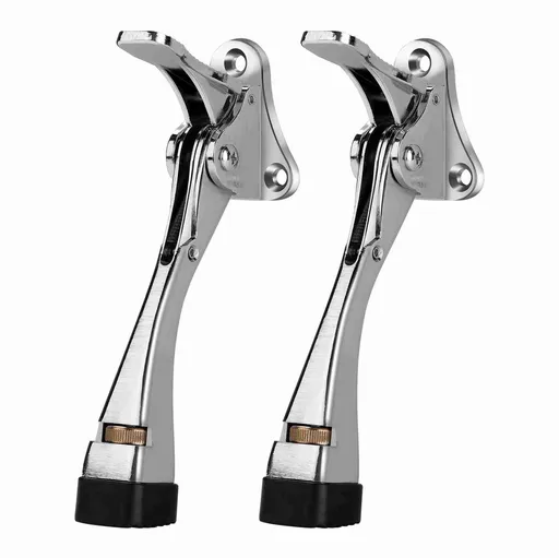 2Pcs Kickdown Door Stop Stainless Steel Anti Slip Rubber Foot Foot Operated Door Stopper for Carpet Tile Glass Floor