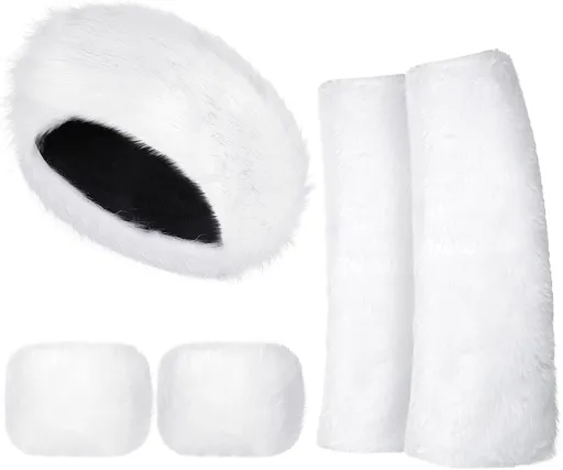 3 Pieces Faux Fur Headband Set Ear Warmer Headwrap Furry Wrist Cuff Leg Warmers Boot Cuff Accessories for Girls