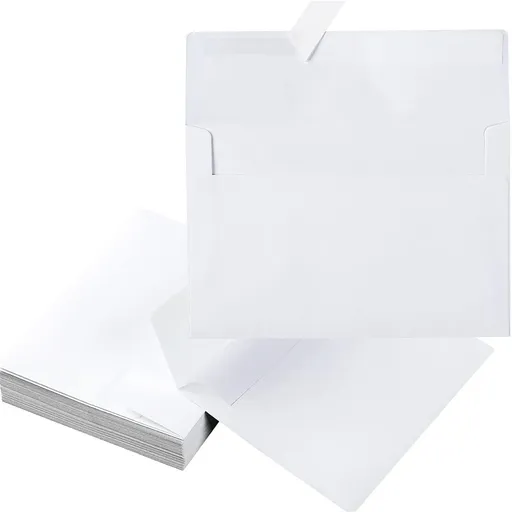 White Envelopes 40 Pack, 5 x 7 Square Envelopes Colored Self Seal for Wedding, Party Invitations, Greeting Cards, Announcements, Photos, 5.24 x 7.21 5.24" x 7.21" White