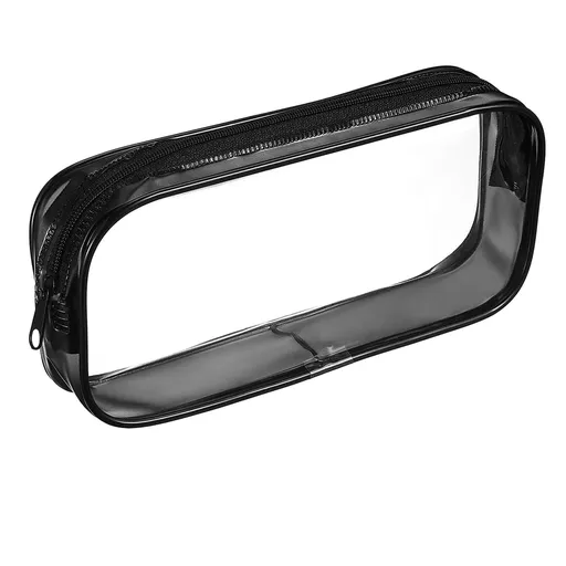 Black Clear PVC Pencil Bags with Zipper Pencil Pouch Clear Pencil Box Travel Toiletries Bag Makeup Bags Large Capacity Pencil