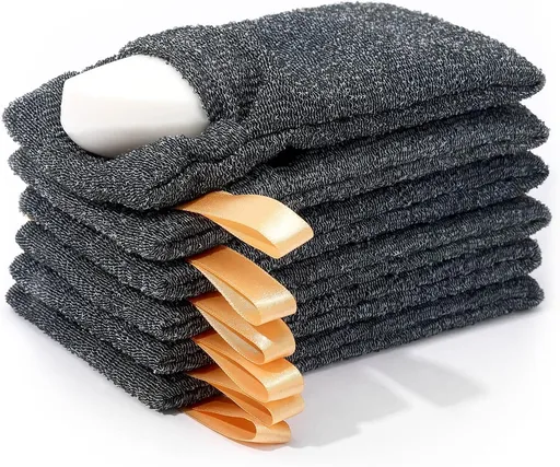 6-Pack Soap Pocket Exfoliating Soap Saver Pouch, Body Scrubber Rough Sponge Exfoliator for Bath or Shower, Gray Mesh Bar Soap Foam Lather Pouch