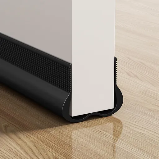 Adjustable Door Draft Stopper - Draft Strip Cushion - Double Sided Insulation - 93cm Black - Durable Weatherproof Door Seal