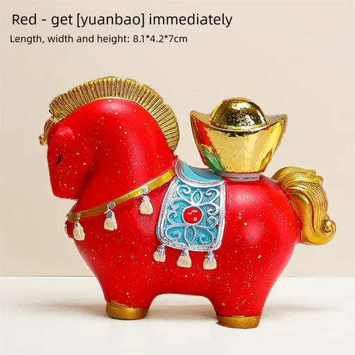 New Chinese Style Resin Horse Figurine with Rotating Lucky Bag – Elegant Home or Office Decor for Modern Living Spaces(Money at your fingertips)