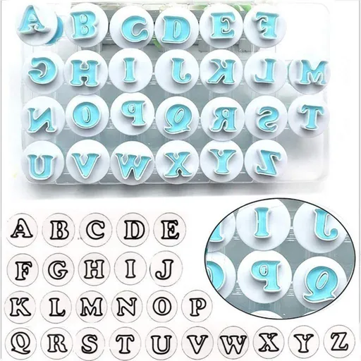 26PCS/Set Cookie Stamp Impress Cookie Cutters Alphabet Letter and Number Cake Biscuit Mold Letter Shape (Upper Case Letter Shape)