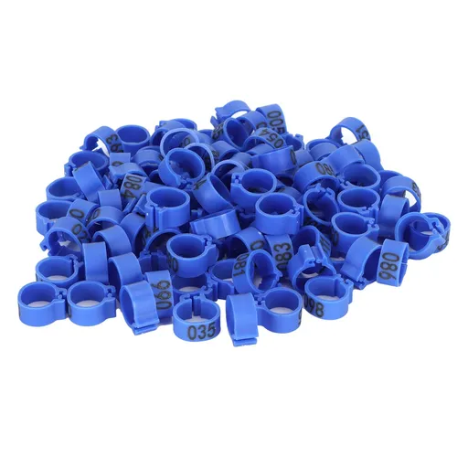100Pcs Bird Foot Rings Bands 10mm 001-100 Numbered Pigeons Identify Clip Poultry SupplyBlue
