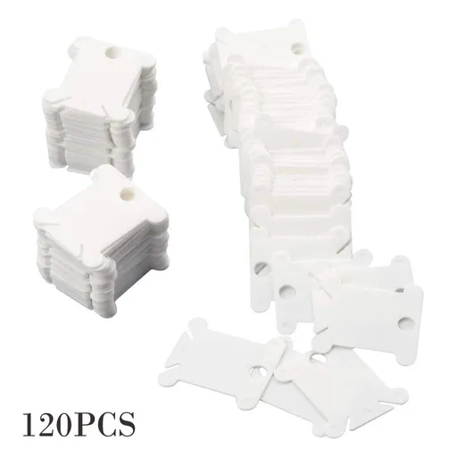 Embroidery Floss Bobbins, Sewing Thread Winding Plate Board,50 pc Embroidery Floss Organizer, Plastic Embroidery Thread Cards for Cross Stitch Thread Holder Sewing Storage 120 pc White