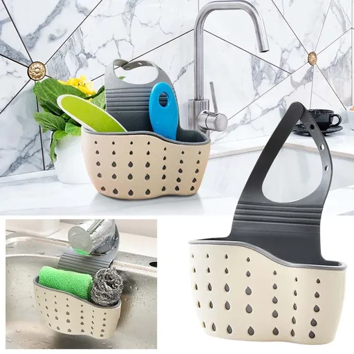 Double Layer Hanging Draining Basket Efficient Kitchen Storage Rack for Utensils and Sponges