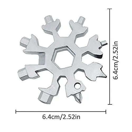 Christmas Gifts for Him,18-in-1 Snowflake Multi Tool,Stainless Steel Snowflakes Multi-Tool, Incredible Tool Gifts (Silver)