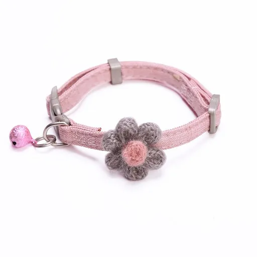 Zichen Dog Cat Collar Polyester Flower Bell Pink 1.5(M) for 3.50 kg-7.50 kg