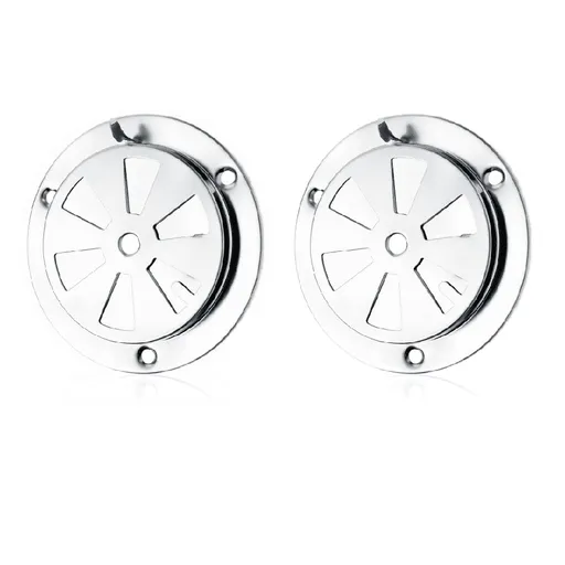 BBQ Smoker Air Vent Set, 2 Pcs Stainless Steel Grill Vent Smoker Replacement Parts, BBQ Grill Smoker Exhaust Vent Stove Air Vent Damper for Increased Airflow (3.74in , Silver)