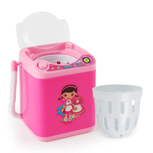 Pink Kids Mini Electric Toy Washing Machine with Spin Dryer Basket - Pretend Play Appliance