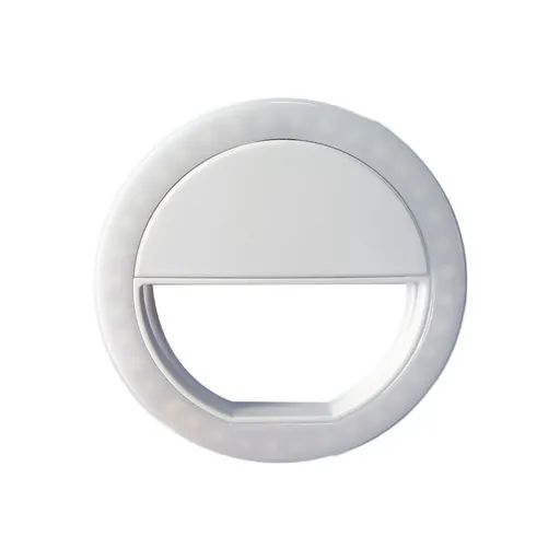 Rechargeable LED Ring Light for Phones with Adjustable Brightness Modes, Clip-On Selfie Lighting for Makeup and Streaming, White