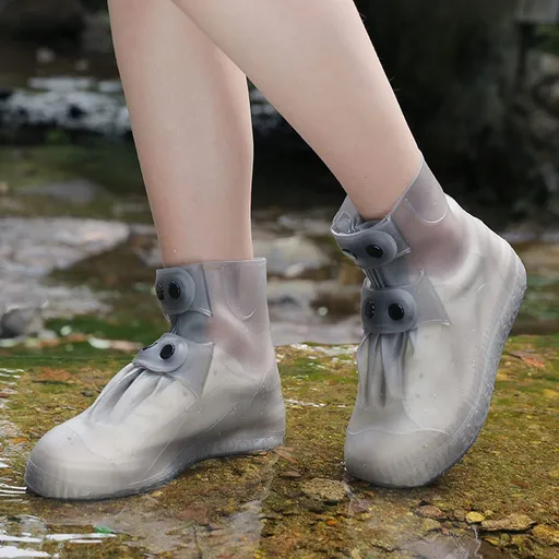 Rain Boot Covers Waterproof Rain Shoe Covers Silicone Shoe Protector Overshoes Sand Control Non-Slip Foldable Reusable Galoshes for Men Women Rainy Outdoor Cycling Fishing Camping - Gray - Size XL