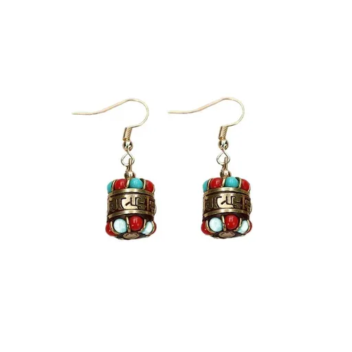 Retro Ethnic Style Earrings Fashion Jewelry for Women Bohemian Accessories - Tibetan roller