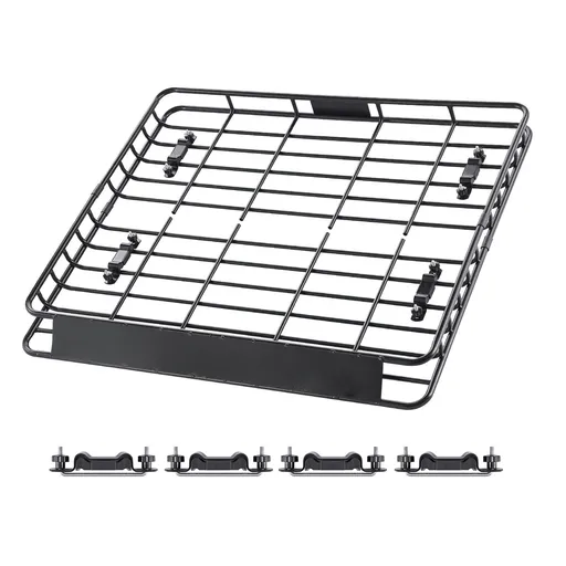 Roof Rack Cargo Carrier, 1095 x 1270 x 105 mm, Universal Rooftop Cargo Basket, Car Top Luggage Holder with 68 kg Max Load Capacity, 4.1 in Fence, Anti-Rust Alloy Steel, Wind Fairing, for SUV Car