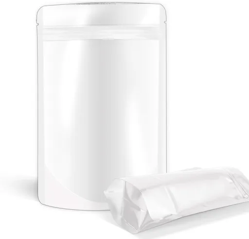 4"x6" 120pcs Mylar Bags for Food Storage,Smell Proof Bag Resealable Food Storage Bags for Small Business, Stand-up Foil Pouch Packaging Treat Snack Packing for Self Sealing (White)