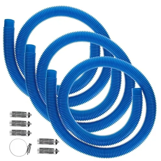 Heavy Duty PE Pool Sand Filter Connecting Pipe, Flexible Swimming Pool Hose for Sand Filter System, Durable Polyethylene Replacement Pipe for Pool Pump Connection - 3 Tubes with 6 Fasteners