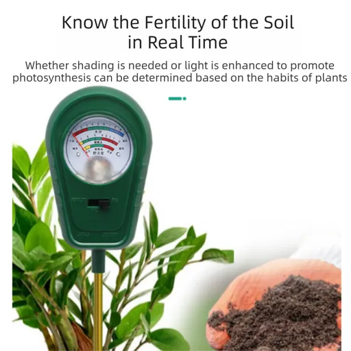3-in-1 Mechanical Pointer Soil Meter - No Batteries Required, Measures Fertility, Moisture, and pH for Gardening