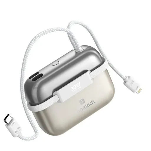 CHOETECH B812-GO Mini Bag Digital CCC Certified 10000mAh 30W Fast Charging Power Bank Gold with USB-C + 8-pin iPhone Cables