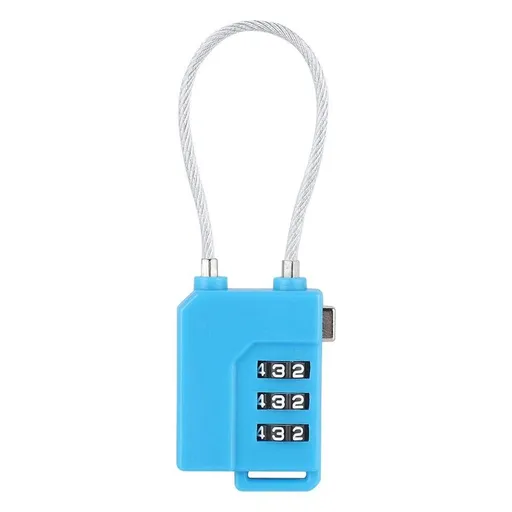 Password Lock, Customs Security Lock with 3-Digit Password Bag Lock(Blue)Re-settable Combination with Alloy Body
