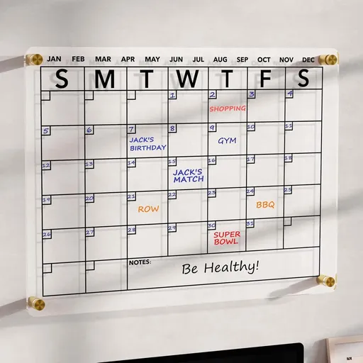 Magnetic Weekly Planner - Planning Board - Family Planner - To-Do Planner | Transparent Acrylic | Erasable | Includes 8 colored markers 30*40cm