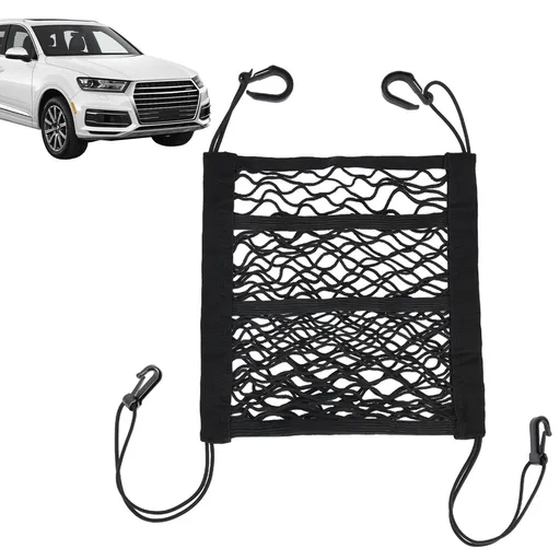 3-Layer Car Mesh Organizer Storage Between Front Seats Kid Dog Pet Net Barrier Car Net Pocket Elastic Tissue Purse Holder Netting