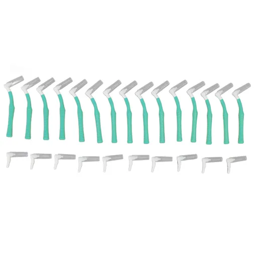 25Pcs L Shape Push Pull Interdental Brush Oral Care Teeth Whitening Dental Tooth Pick Tooth Orthodontic Cleaning Brush Green