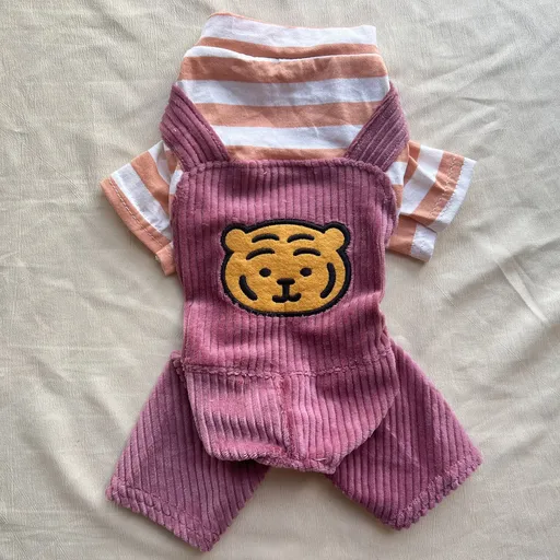 Dog Clothes, Orange White Striped Tiger Four-Legged Jumpsuit, Suitable for Small Dogs, XL