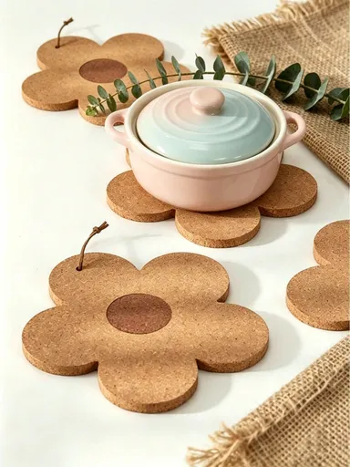 1Pc M Size 10cm Flower Wooden Heat Resistant Insulation Mat, Table Pot Pad For Wedding Christmas Gift
