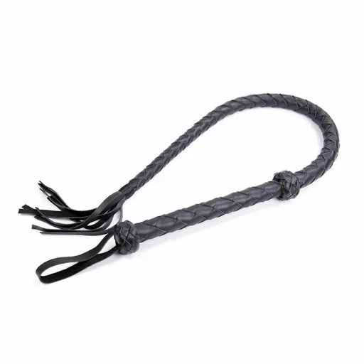 House Of Dasein Real Leather Whip 121Cm Bdsm Impact Play Spanking Fetish Kink - Black