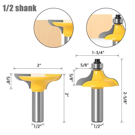 2pcs Matching Entry Door Profile Router Bit Set, Large 2 Bit Milling Cutter, Tungsten Carbide Woodworking Tools