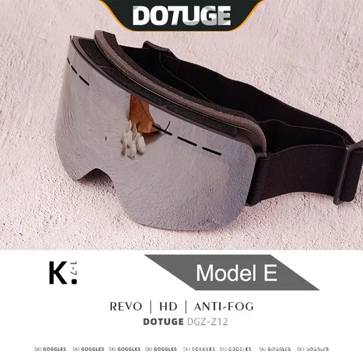 DOTUGE DGZ-Z12 Ski Goggles with REVO Coating, Anti-Fog, HD Dual-Layer PC Lens, TPU Frame, Impact-Resistant Sponge, Adjustable Strap, Large Field Cylindrical Design, Compatible with Prescription Glasses, Ideal for Snow Sports, Skiing, Snowboarding, an