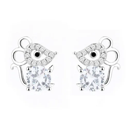 1 Pair Mouse Year Woman Jewelry Classy Earrings Wedding Earings Mouse Year Earrings Rhinestone Inlay Earrings Stud Earrings