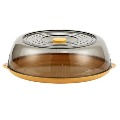 Dish Cover PET Heat Insulation Storage Transparent Dustproof for Home Picnic Cooking Yellow