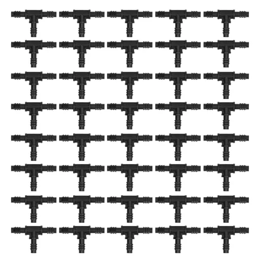 40pcs Irrigation Fitting Drip Irrigation Barbed Connector 8/12mm Tube Tee for Garden Lawn