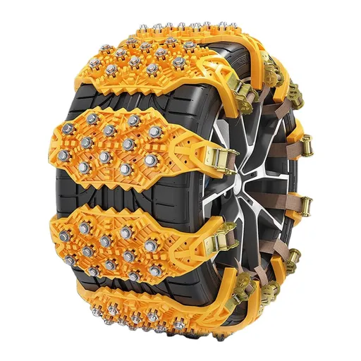 2Pcs Universal Anti-Skid Tire Chains for Cars SUV Trucks, Ice-Breaking Steel Nail Snow Chains, -40°C Cold Resistant, Adjustable for Tire Width 165-265mm(Yellow)