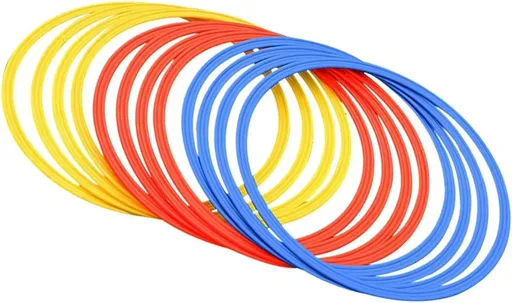 Speed and Agility Training Rings, 12Pcs 12" Multifunction Ring Toss Game Rings, Speed Agility Tennis Soccer Basketball Aid for Hurdles Exercise Fitness Workouts Obstacle Course Challenges