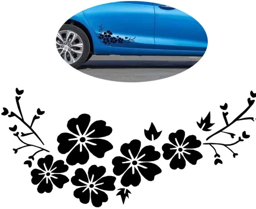 Car Stickers Flower Design Self-Adhesive 30 x 14 Black