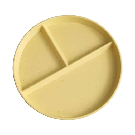 Wheat Straw Divided Dinner Plate, Reusable Microwave and Dishwasher Safe Meal Tray for Adults and Children, Yellow