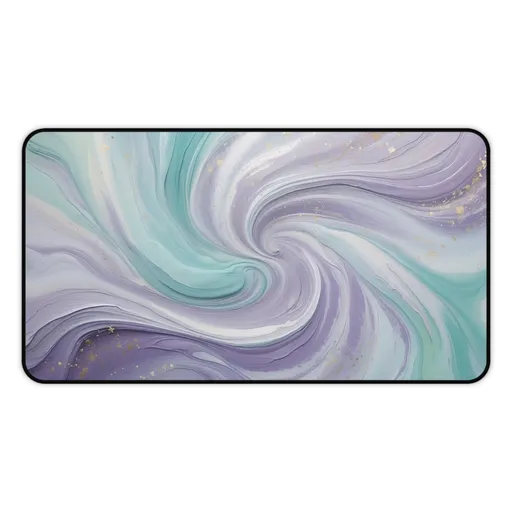 Story Nest Books Elegant Pastel Purple Turquoise Paint Swirl Large Desk Mat Mouse Pad Unique Office Accessory Gift For Her 3 Sizes - 12" Ã— 22"