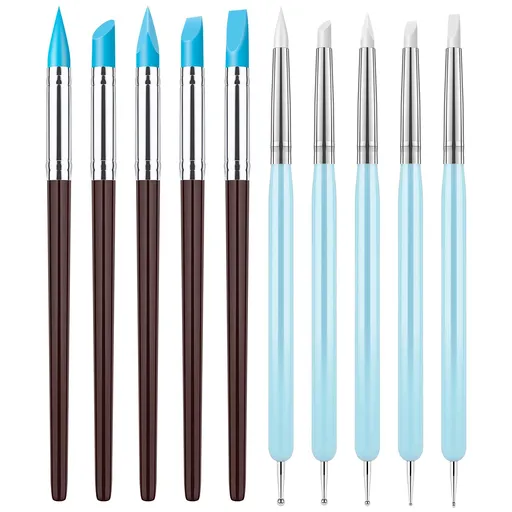 10Pcs Silicone Clay Sculpting Tool, Modeling Dotting Tool & Pottery Craft use for DIY Handicraft, Silicone Brush, Sculpture
