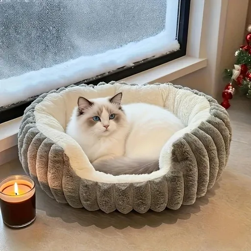 Pet owners are searching: Winter thick rabbit fur pet bed, ultimate cold-proof warmth solution(grey NO:M)