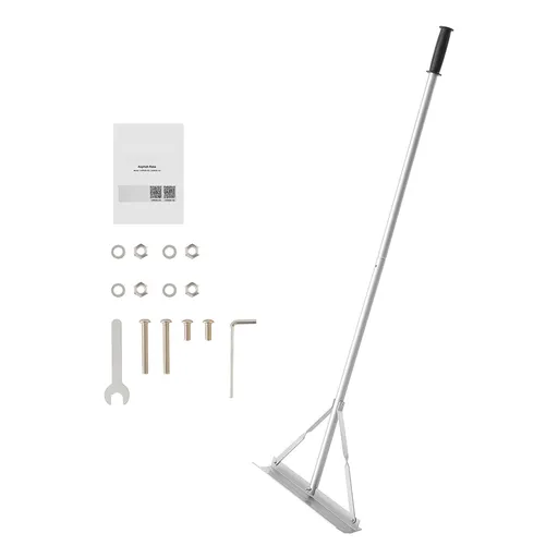 Landscape Rake, 1510 mm Handle 508 mm Wide Head, Large Heavy Duty Aluminum Landscaping Level, Asphalt Rake Tool for Asphalt & Land Leveling, Concrete Paving, Sand Flattening, No Teeth