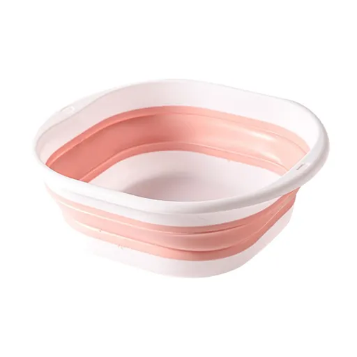 Foldable Massage Foot Bath Bucket with Retractable Design, Portable and Large Capacity for Home Use, Silicone Material with Anti-Slip, Pink