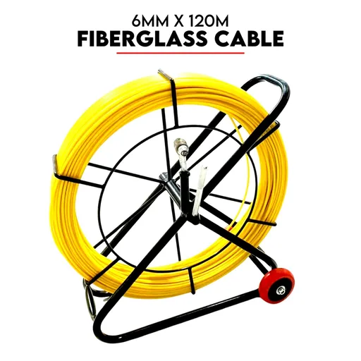 120M×6MM Fish Tape Puller Fiberglass Wire Cable Running Duct Rodder with Wheels