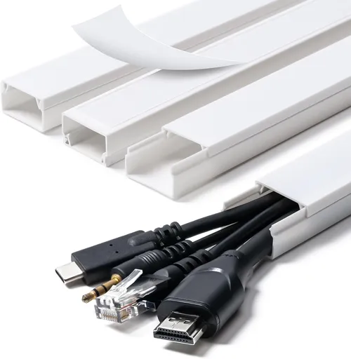 Cord Hider, 58in Cable Hider, Cord Covers for Wires on Wall, Paintable Cable Cover Raceway, Wire Hiders for TV on Wall, Cord Concealer, Cord Cable Management, 4X L14.5 W0.96 H0.58in, White