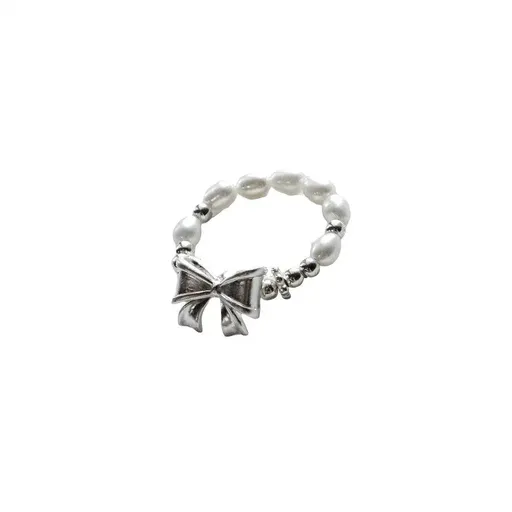 Pearl Ribbon Bracelet Ring Elegant Jewelry for Women Fashion Accessories Gift - Ring
